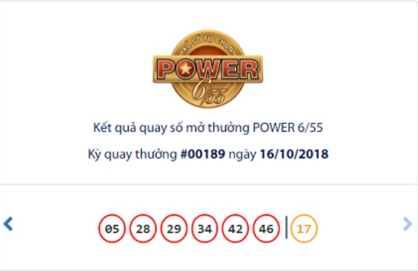 Kết quả quay số mở thưởng xổ số Power 6/55 ngày 16/10 chotlo247.me
